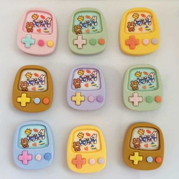 ゲーム機 デコパーツ カラフル くま うさぎ パステルカラー パーツ ハンドメイド 素材 DIY