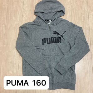 PUMA プーマ スウェット パーカー フーディ グレー 160 ボーイズ