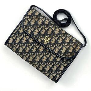 【希少】Christian Dior ディオール ショルダーバッグ 2way トロッター 斜め掛け ゴールド金具 レザー キャンバス 黒 ブラック ベージュ
