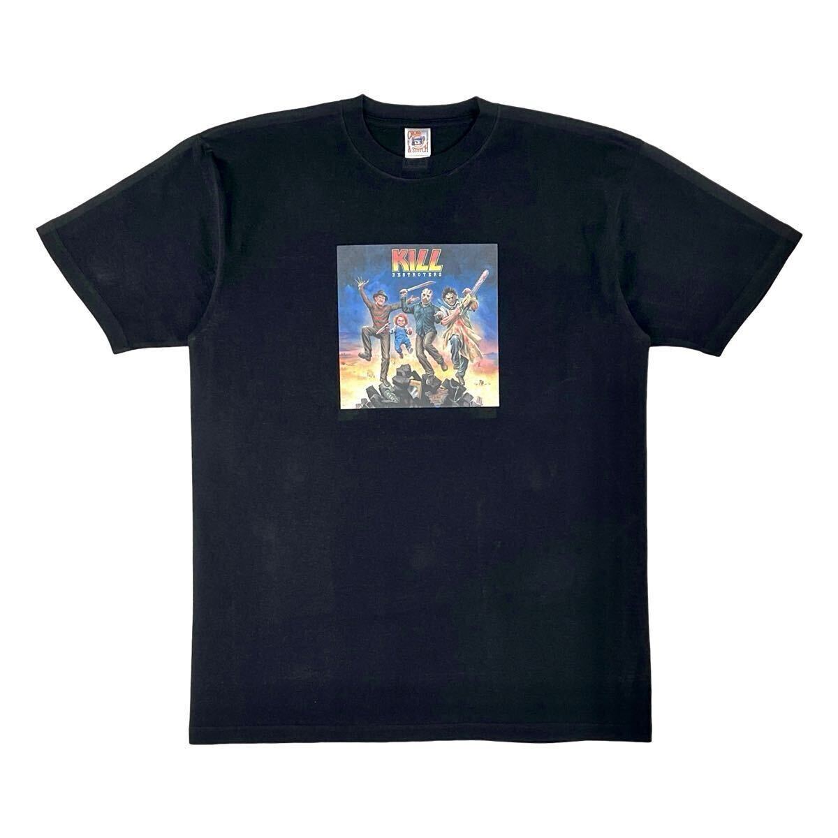 新品 KISS キッス Destroyer 地獄の軍団 ジェイソン チャッキー フレディ ブギーマン ホラーパロディ ビッグTシャツ オーバーサイズ4XL(5L)