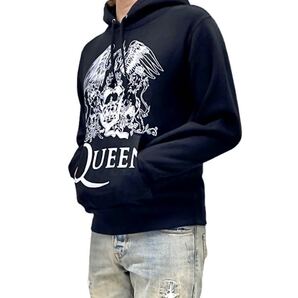 新品 ビッグプリント QUEEN クイーン フレディマーキュリー エンブレム バンドロゴ ボヘミアンラプソディ パーカー ユニセックス Sサイズ