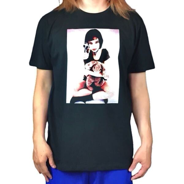 新品 LEON レオン ヒロイン マチルダ ショートカット少女 ナタリーポートマン うさぎ ぬいぐるみ ピストル Tシャツ ユニセックス Mサイズ