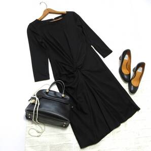〔 送料込み 〕 RULE ルール ブラック ウエストタック ウォッシャブル ジャージー ワンピース ( 黒 ストレッチ ワンピ ラクチン 洗える )