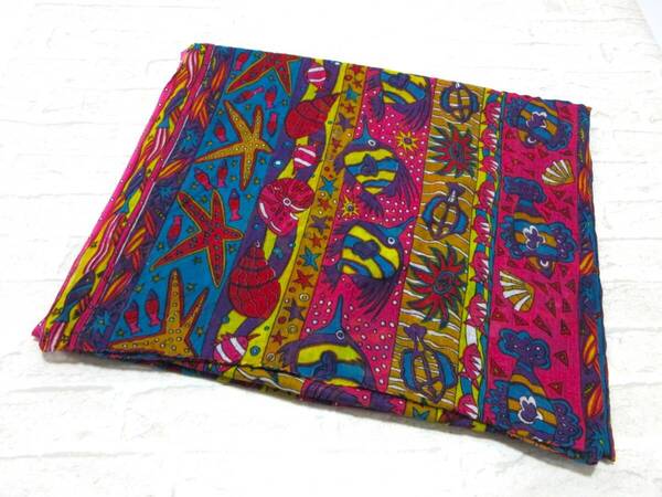 送料込み AUSTRALIAN FABRIC DESIGNS オーストラリアンファフリックデザイン マゼンタ プリント 柄 コットン 大判 ストール 綿100% 洗える