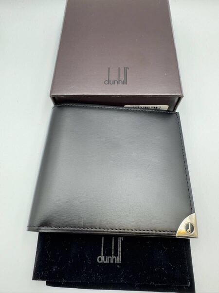 未使用品 ダンヒル 二つ折り財布 ブラック レザー メンズ カードケース パスケース