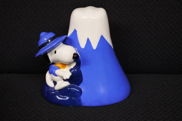 ★SNOOPY/スヌーピー スヌーピーバンク 富士山(大) ブルー/青 貯金箱 雑貨/お土産/ファンシー/工芸/陶器/オブジェ/コレクション★