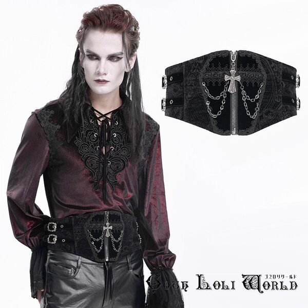 即納 AS205-L-XL ゴシックファション メンズ 十字架チャーム コルセット パンク ロック スチームパンク ビジュアル系 ヴィジュアル系
