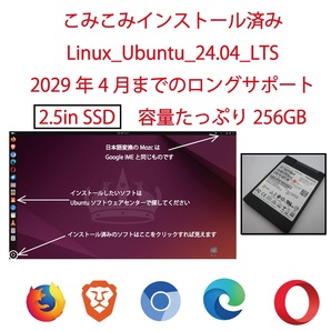Windowsから乗り換えよう★SATA接続なのでいける★LinuxUbuntu★LTS24.04★こみこみインストール済み★高速SSD2.5in256GBたっぷり★富★023