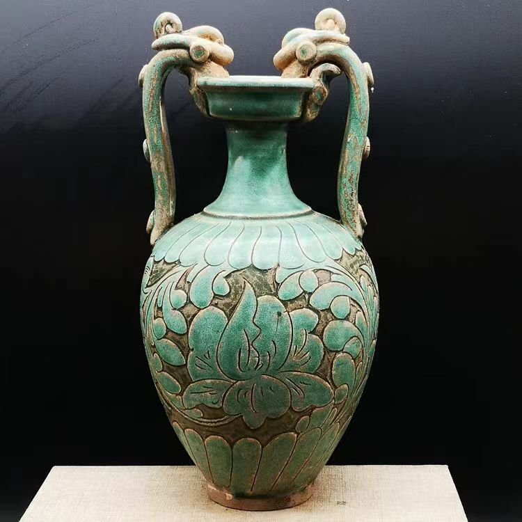  Song .. обжиг в печи зеленый .... цветок слива бутылка . дракон . бутылка .. фарфор украшение оборудование орнамент China художественное изделие изделие прикладного искусства . магазин 