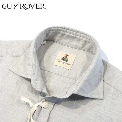 【40%OFF・新品・M】GUY ROVER(ギローバー)コットンウールツイル ワイドカラーミリタリーシャツ グレー GR406LJ-522302