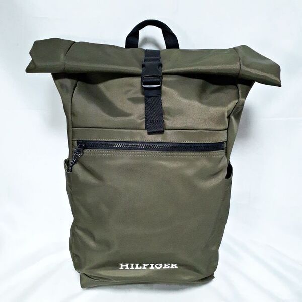 【美品】TOMMY HILFIGER モノタイプ ロールトップ リュック バックパック アーミーグリーン