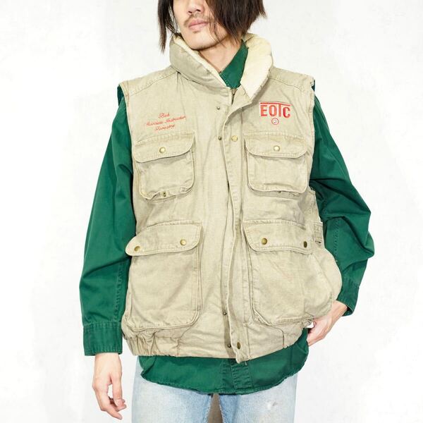 USA VINTAGE WearGuard COTTON EMBROIDERY DESIGN PADDING WORK VEST/アメリカ古着コットン刺繍デザイン中綿ワークベスト