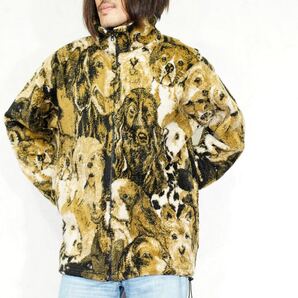*SPECIAL ITEM* USA VINTAGE MAZMANIA ALL DOGS PRINT FLEECE ZIP UP BLOUSON/アメリカ古着総わんこプリントフリースジップアップブルゾン