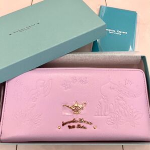 新品未使用 限定 サマンサタバサ アラジン ジャスミン ジーニー 型押 牛革 長財布 紫 ディズニー プリンセス