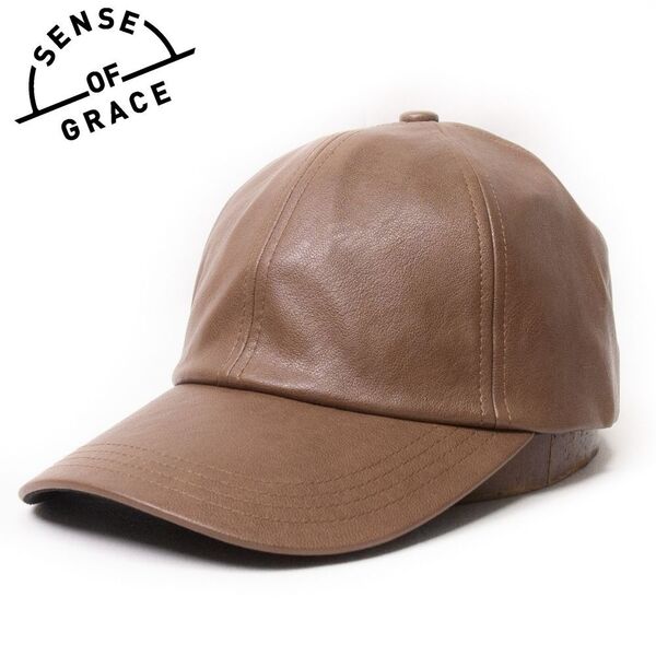 新品 SENSE OF GRACE エコレザーキャップ フリーサイズ ブラウン