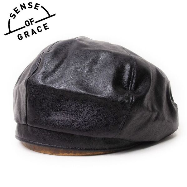 新品 SENSE OF GRACE エコレザーベレー帽 ブラック