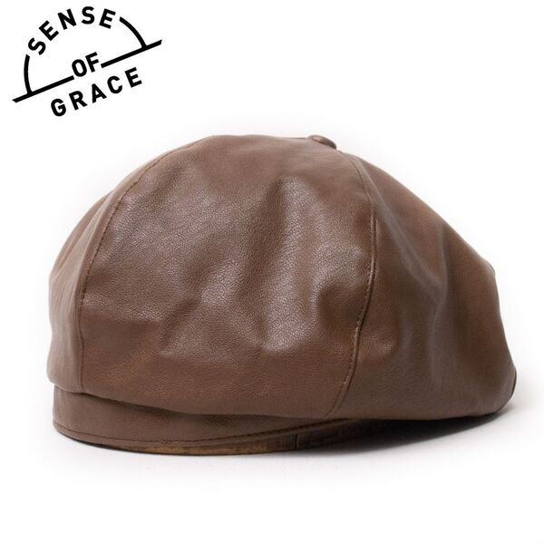 新品 SENSE OF GRACE エコレザーベレー帽 ブラウン