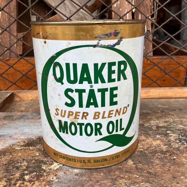 【VINTAGE】 オイル缶 QUAKER STATE MOTR OIL ガレージ 店舗什器 アンティーク 古着 US 店舗什器 古道 vintage