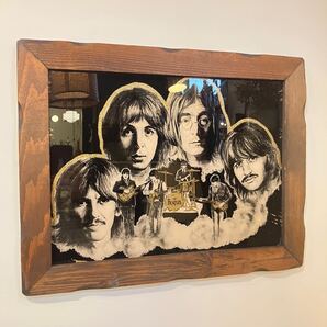 【VINTAGE】ビートルズ Beatles グリッターミラー ウッドフレーム ウォールデコ 店舗什器 アンティーク 古着 US 店舗什器 古道 vintage