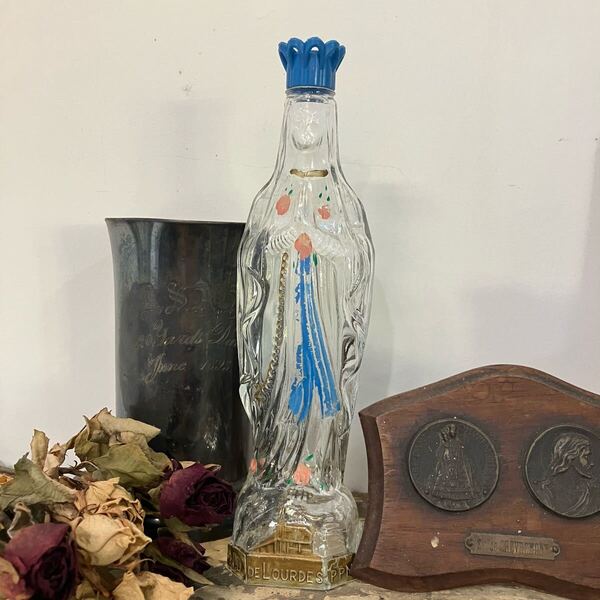 【VINTAGE】マリア像 ガラス 聖水瓶 店舗什器 アンティーク スーベニア 古着 US 店舗什器 古道 vintage