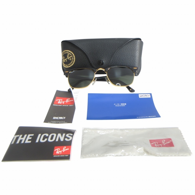 レイバン RAY BAN 美品 CLUBMASTER クラブマスター サングラス アイウェア メガネ 黒×金色 ブラック×ゴールドカラー 49■21 RB3016 レイバン RAY BAN 美品 CLUBMASTER クラブマスター サングラス アイウェア メガネ 黒×金色 ブラック×ゴールドカラー 49■21 RB3016