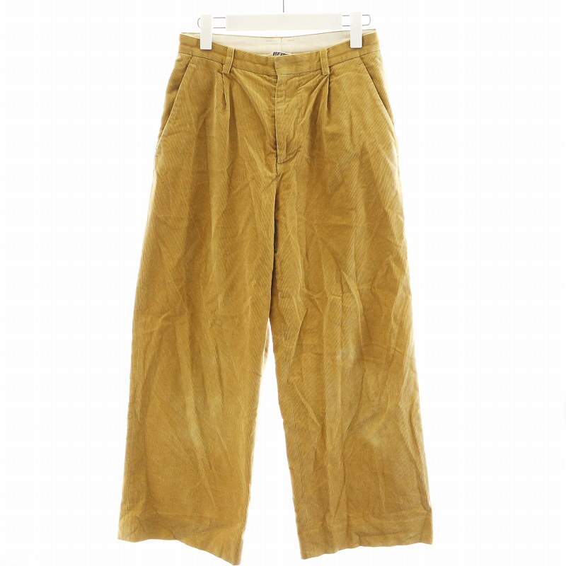 オーラリー AURALEE ワイドパンツ コーデュロイ ジッパーフライ コットン 0 S ベージュ /AN43 レディース