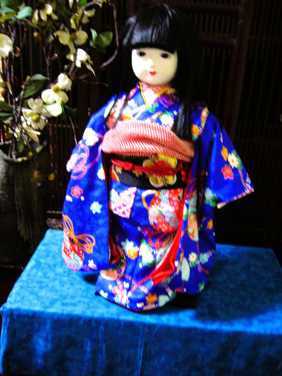 市松さんの着物◇うぐいす色の縮緬振袖◇20cmのお人形に|人形 市松さんの着物◇うぐいす色の縮緬振袖◇20cmのお人形に|人形