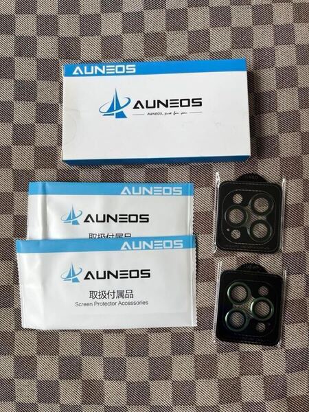 【2枚セット・新品】AUNEOS iPhone 14 Pro/Pro Max カメラレンズ保護カバー 強化ガラス ブラック&グリーン