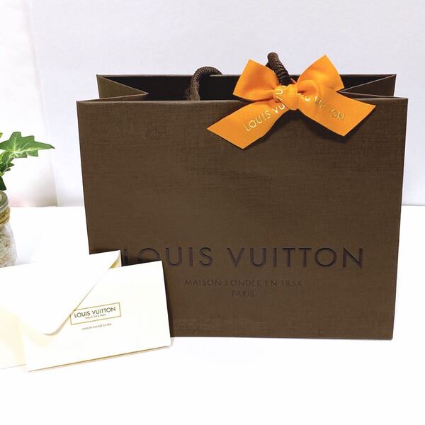 ルイヴィトン「LOUIS VUITTON」ショッパーとメッセージカード (4680) 正規品 付属品 ショップ袋 ブランド紙袋 ブラウン 旧型 折らずに配送
