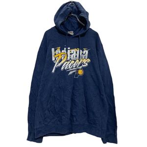 NBA プリントスウェット パーカー L 程 ネイビー エヌビーエー スポーツ プルオーバー 裏起毛 古着卸 アメリカ仕入 a701-6102