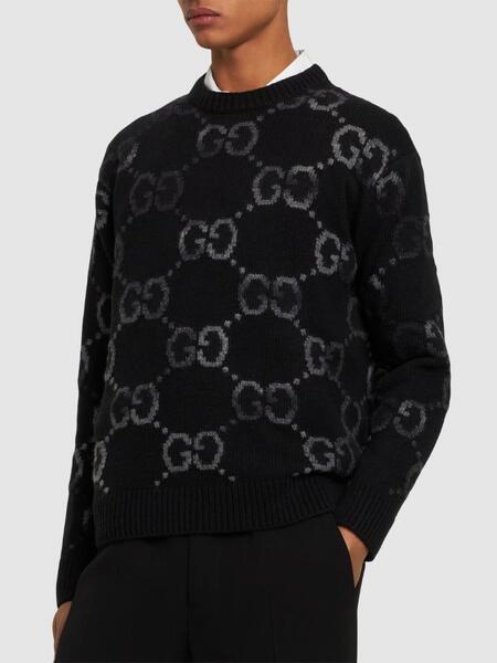 GUCCI GG グラデーション ロゴ インターシャ ウール セーター M
