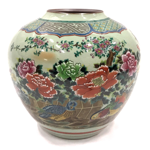 #18 九谷焼　九谷秋峰　花瓶　花柄　鳥文　金彩　花瓶　花器　花生　花入　壺　壷 | フリマアプリ ラクマ