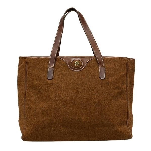 美品 AIGNER アイグナーナイロン トートバッグ 金具 ロゴ A4