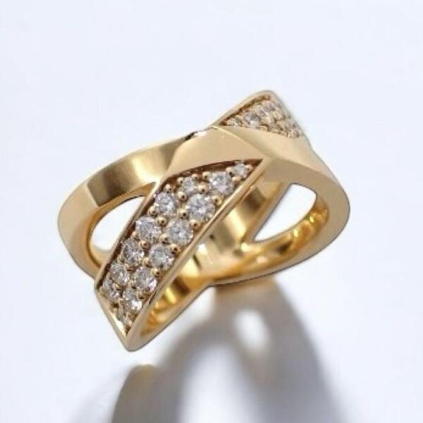 箱付き Tiffany & co. ティファニー アトラスX リング 指輪 9号 ダイヤ ダイヤモンド 0.51ct ワイド 750 K18YG イエローゴールド 2375