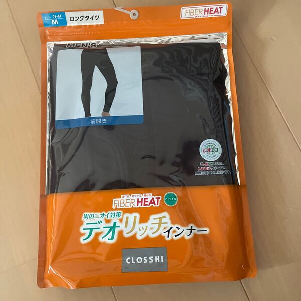 送料込み 新品 CLOSSHI デオリッチインナー ロングタイツ サイズM FIBER HEAT CLEAN y 黒ブラック 抗菌防臭 吸湿放湿 ストレッチ