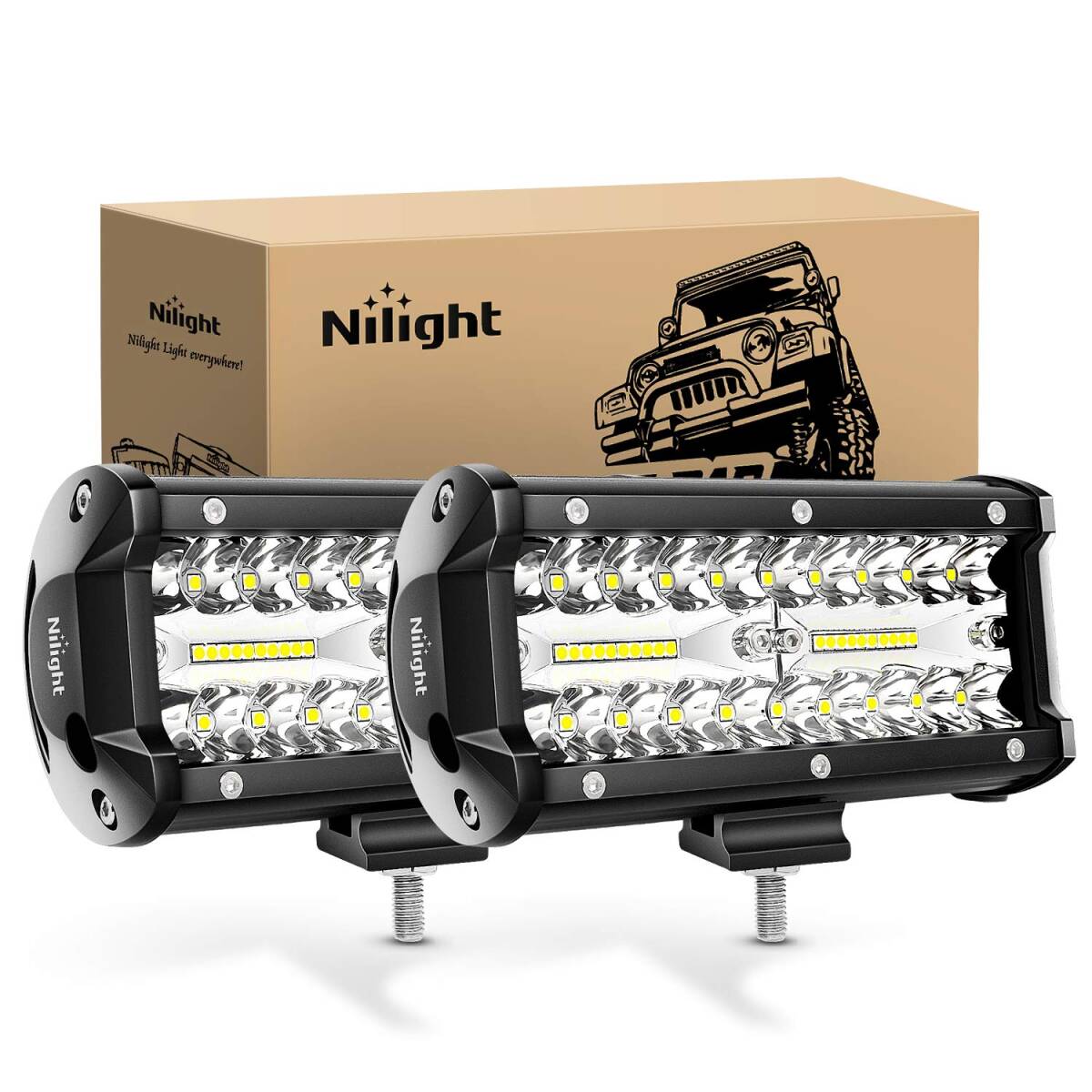 Nilight LED作業灯 ワークライト 12v-24v 投光器 IP67防水 デッキライト 120W 10800LM/1個 船用ライト 除雪機 大型トラック 車 軽トラ作業