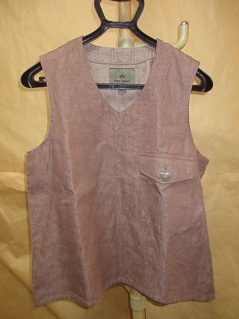【未使用に近い】ナイジェルケーボン ホスピタルデニムベスト リネン 48 Nigel Cabourn / FRENCH HOSPITAL VEST REVERSIBLE - LINEN