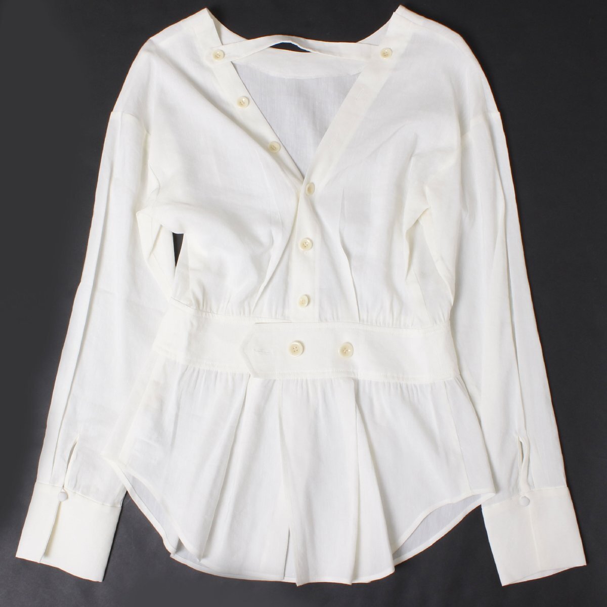 Uhr OPEN-BACK SHIRT 定価26,000円 size38 WHITE 18SSUhr-015 ウーア オープンバック シャツ Uhr OPEN-BACK SHIRT 定価26,000円 size38 WHITE 18SSUhr-015 ウーア オープンバック シャツ