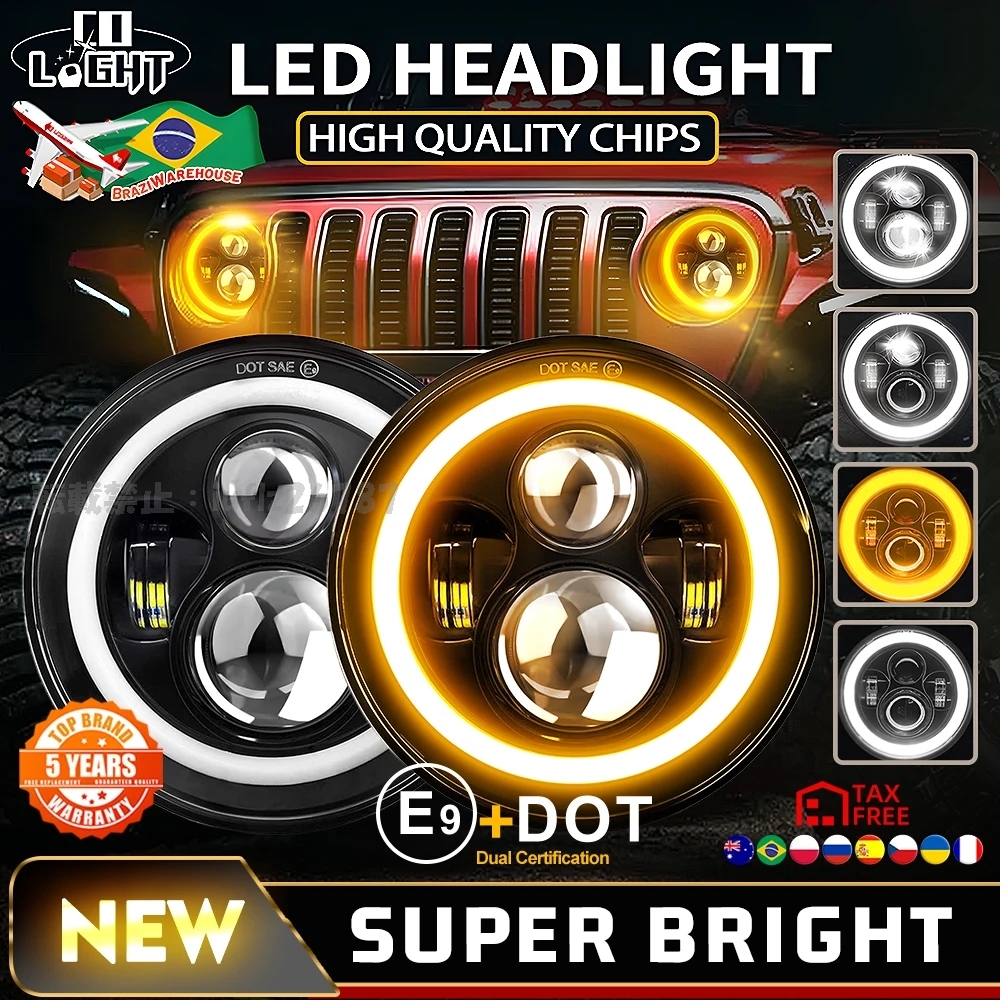 Coライト LEDラダ用ウインカーライト ハローエンジェルアイハイロヘッドライト e9ドットアンバー 4x4アーバンニバ 180w 12v 24v 7イ CAb060