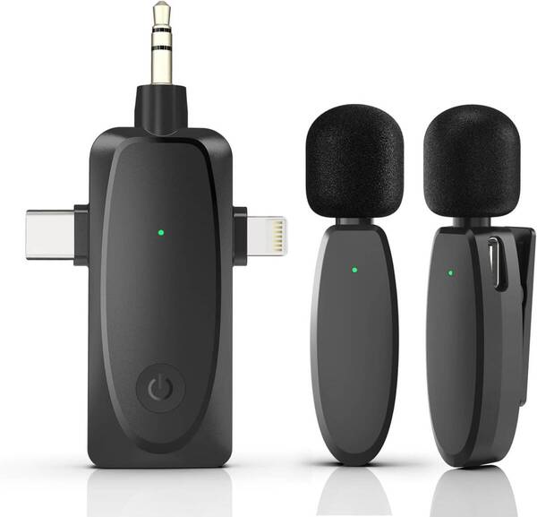 新品未使用送料無料ワイヤレスマイク スマホ外付けマイク MAXTOP 360°集音録音 3 In 1ユニバーサルレシーバー Telec認証取得済み