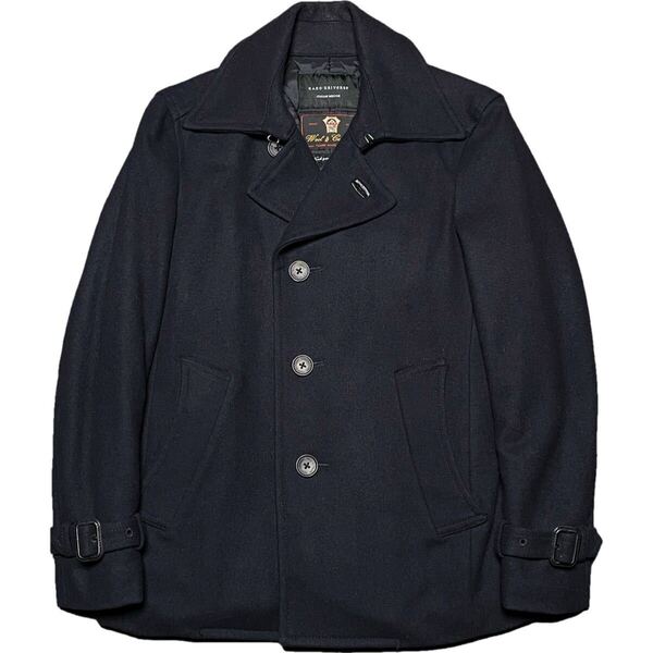 MADE IN ITALY製Wool&Cashmere ITALIAN MELTON生地使用 nano universe メルトンコート ネイビー Sサイズ ナノユニバース イタリア製生地