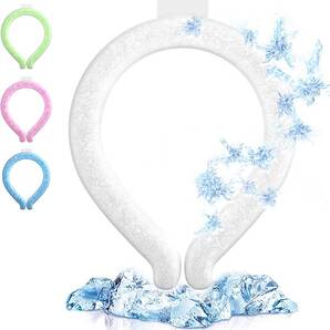 アイスネックリング クールネックリング 28℃ 首掛け 首 冷却 ネッククーラー 自然凍結 ひんやり 冷却チューブ 繰り返し使用可能 ブルー