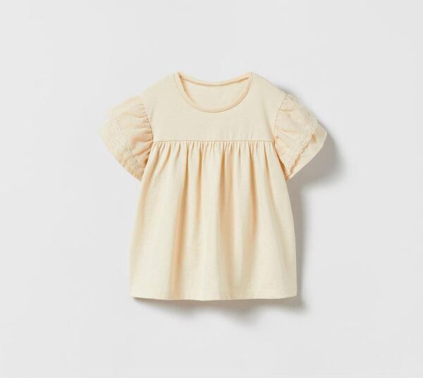 【送料無料】ZARAキッズ レーストリムTシャツ 半袖 116cm
