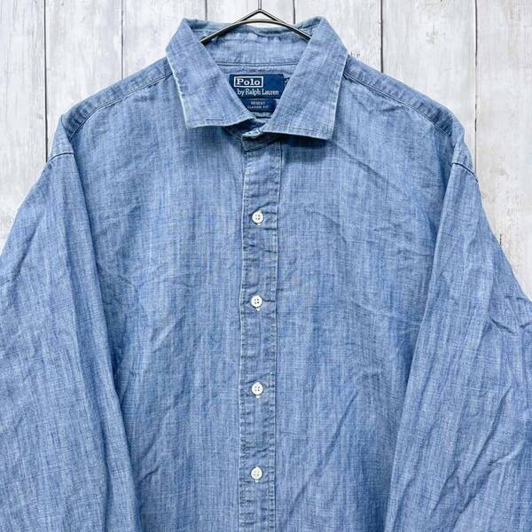 ラルフローレン Ralph Lauren REGENT CLASSIC FIT ライトデニムシャツ 長袖シャツ メンズ コットン100% XLサイズ 6-155