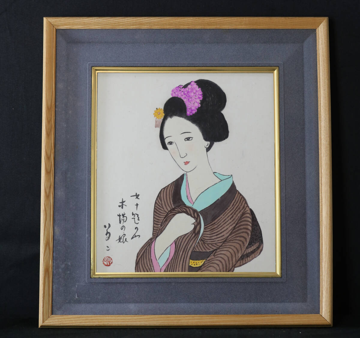 竹久夢二 十六の母 真作水彩画肉筆0号買取価格10万から300