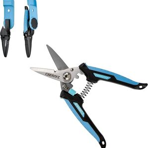 CEERAYZ ハサミ 185mm ノッチ 多目的重作業用 420日本製ステンレス鋼採用 工業用ハサミ 万能ハサミ 金属加工 剪定 ブラックブルー