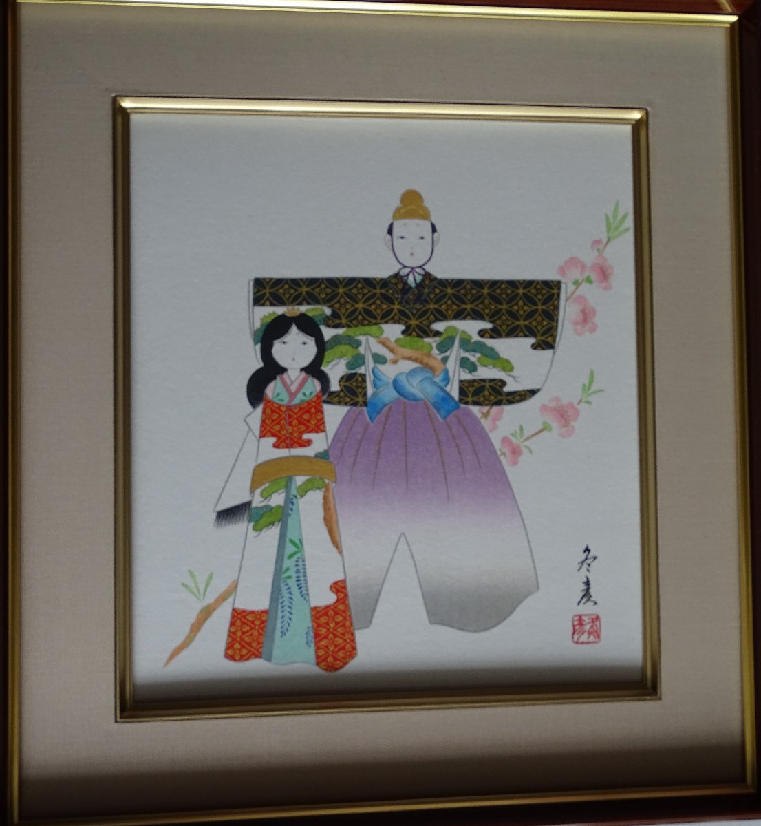 作者:柳原冬彦・画題:立雛・技法:日本画(手描き)-NO-6-1-8.8