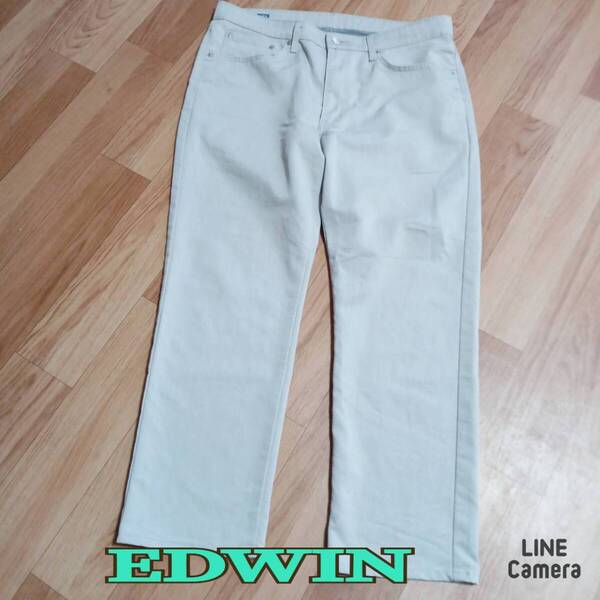 EDWIN ◆ 綿 12% 麻12% 混 パンツ 36サイズ ライトグレー ベージュ系 ◆ エドウィン ◆ メンズ パンツ ボトムス