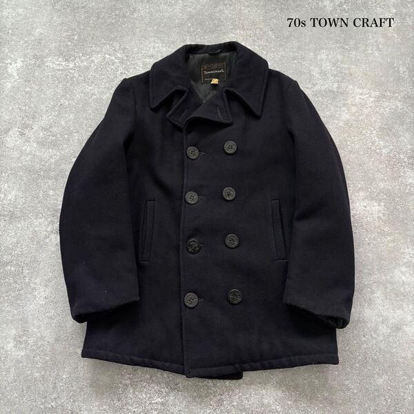 【TOWN CRAFT】タウンクラフト 70s ピーコート JC PENNY ジェイシーペニー ヴィンテージ ダークネイビー ダブルブレスト 1970年代 (36)