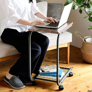 【簡単組立て&工具不要】 ホーム&キッチン インテリア 家具 テーブル サイドテーブル 作業テーブル 座卓 ローテーブル キャスター付き